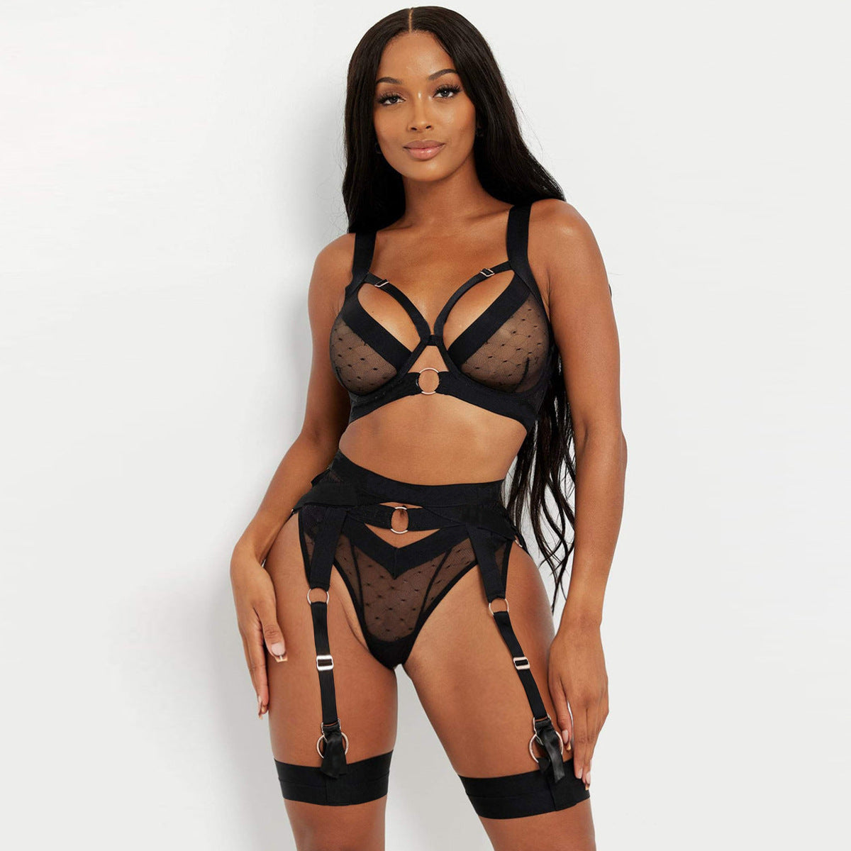 LEAH Strapped Four-Piece Lingerie Set