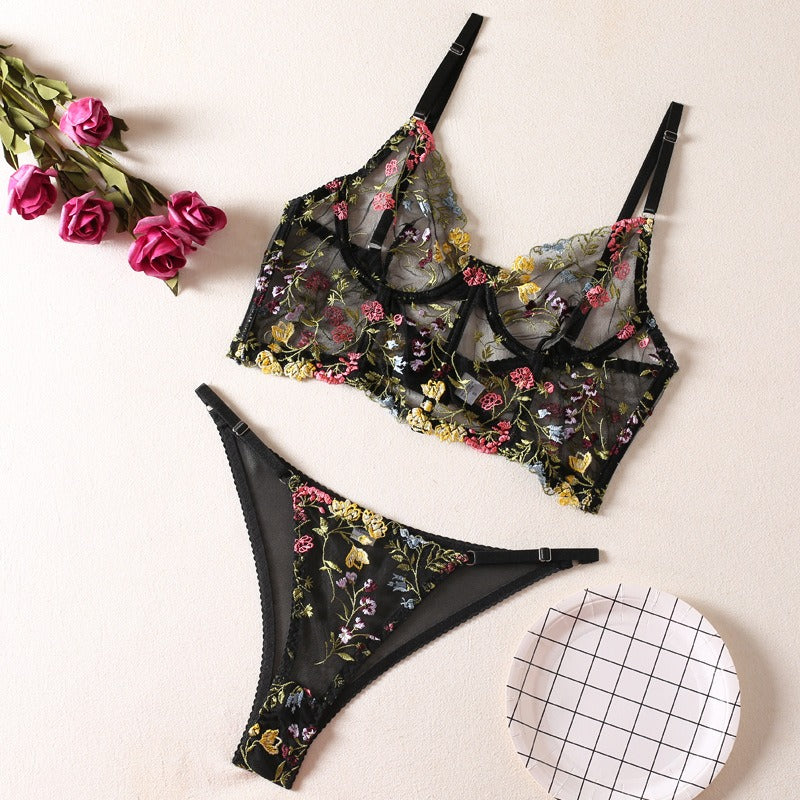 STELLA Embroidery Two-Piece Lingerie Set