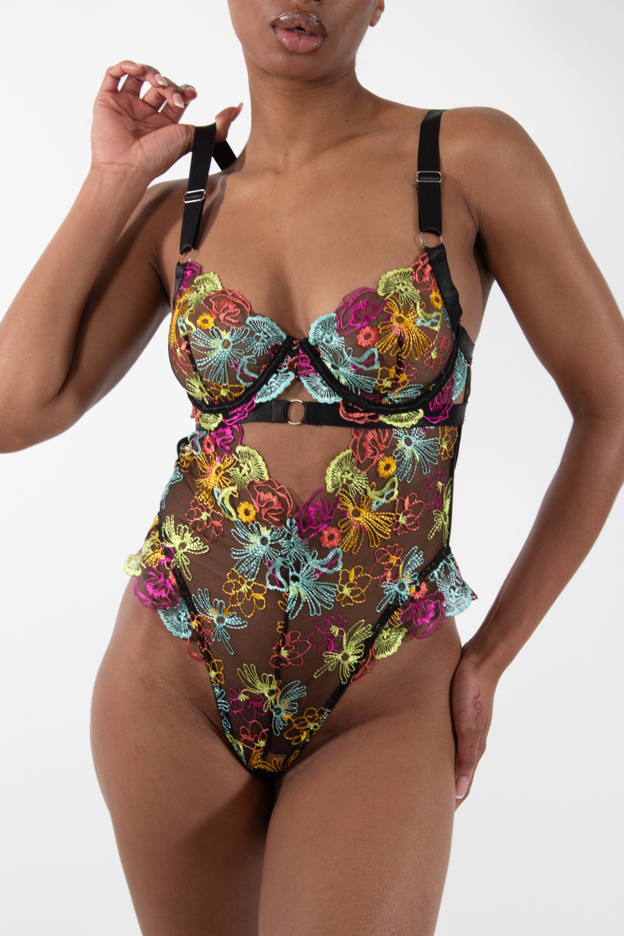 GINA Floral Embroidery Bodysuit