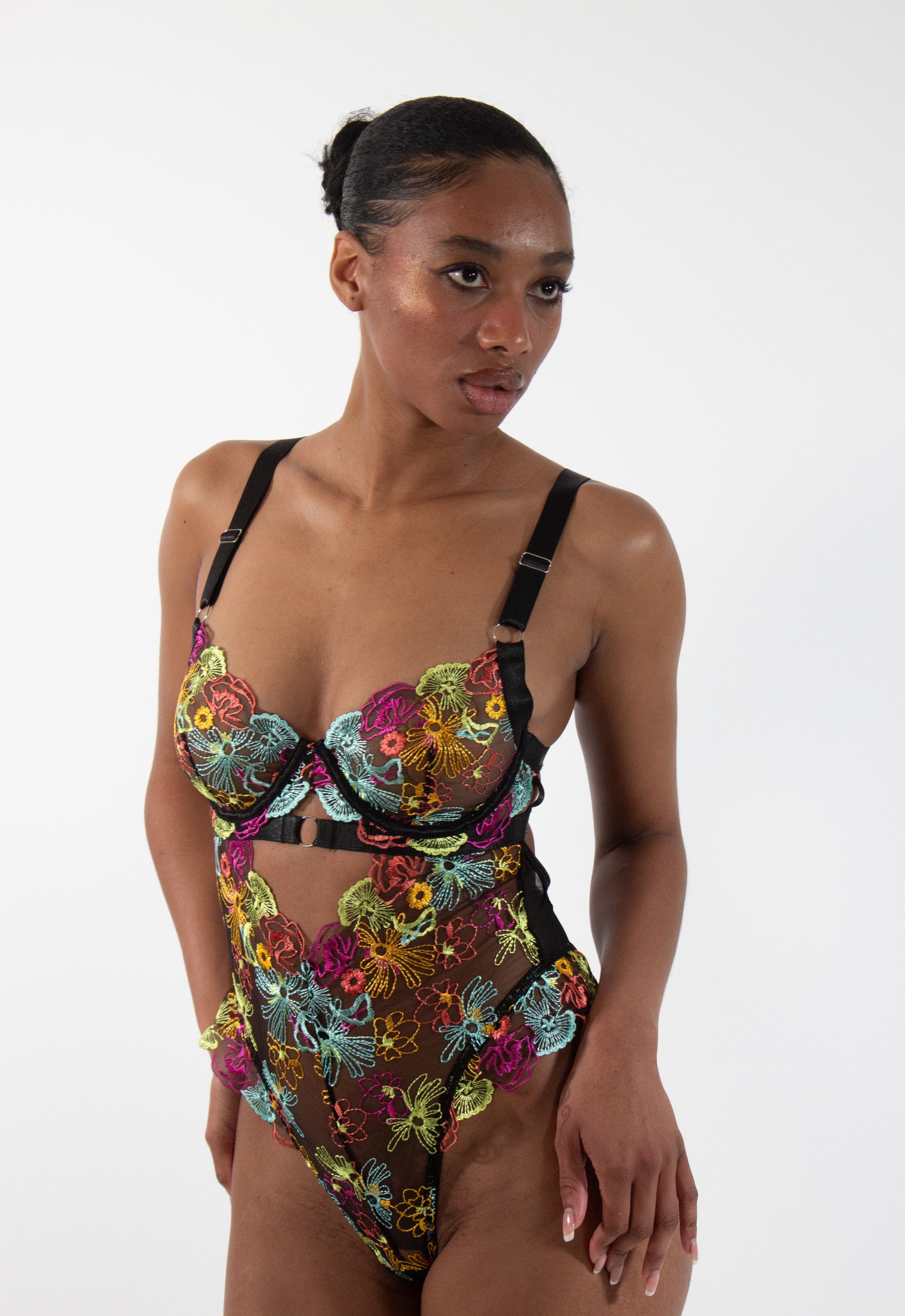 GINA Floral Embroidery Bodysuit