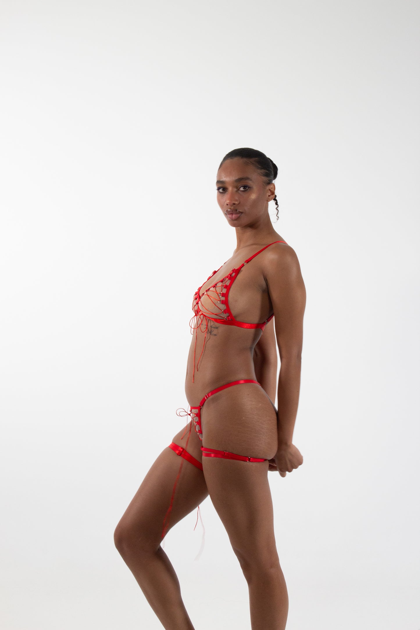 IMANI Lace Up Three-Piece Lingerie Set