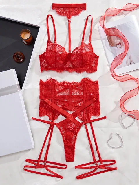 Luxury Lace Four-Piece Lingerie Set