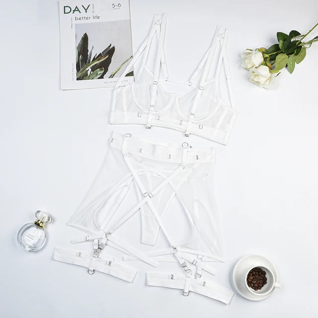 Luxury Lingerie Mesh Five-Piece Set