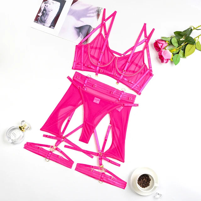 Luxury Lingerie Mesh Five-Piece Set