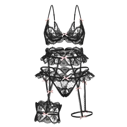 LAYLAH Lace Three-Piece Lingerie Set