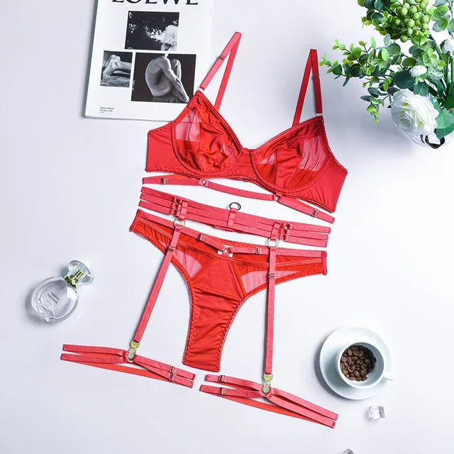 LIV Mesh Three-Piece Lingerie Set