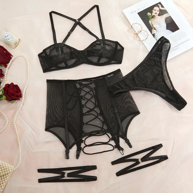 LISA Mini Skirt Four-Piece Lingerie Set