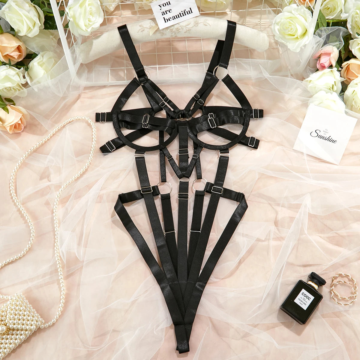 Bondage Open Bra Bodysuit